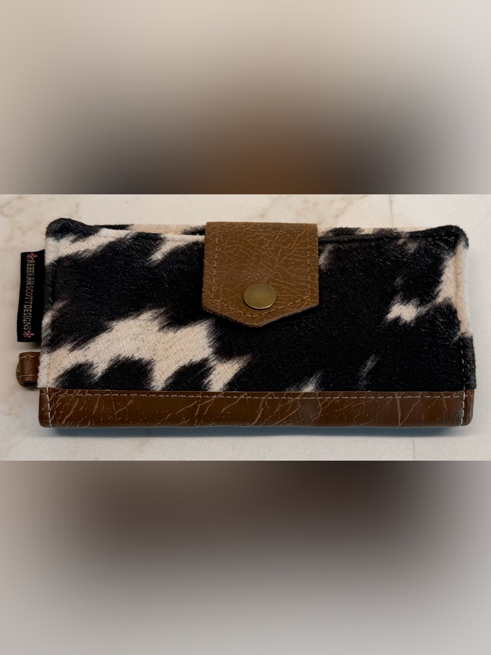 Rebekah Scott Designs Black Cowhide Wallet Caramel Ruby